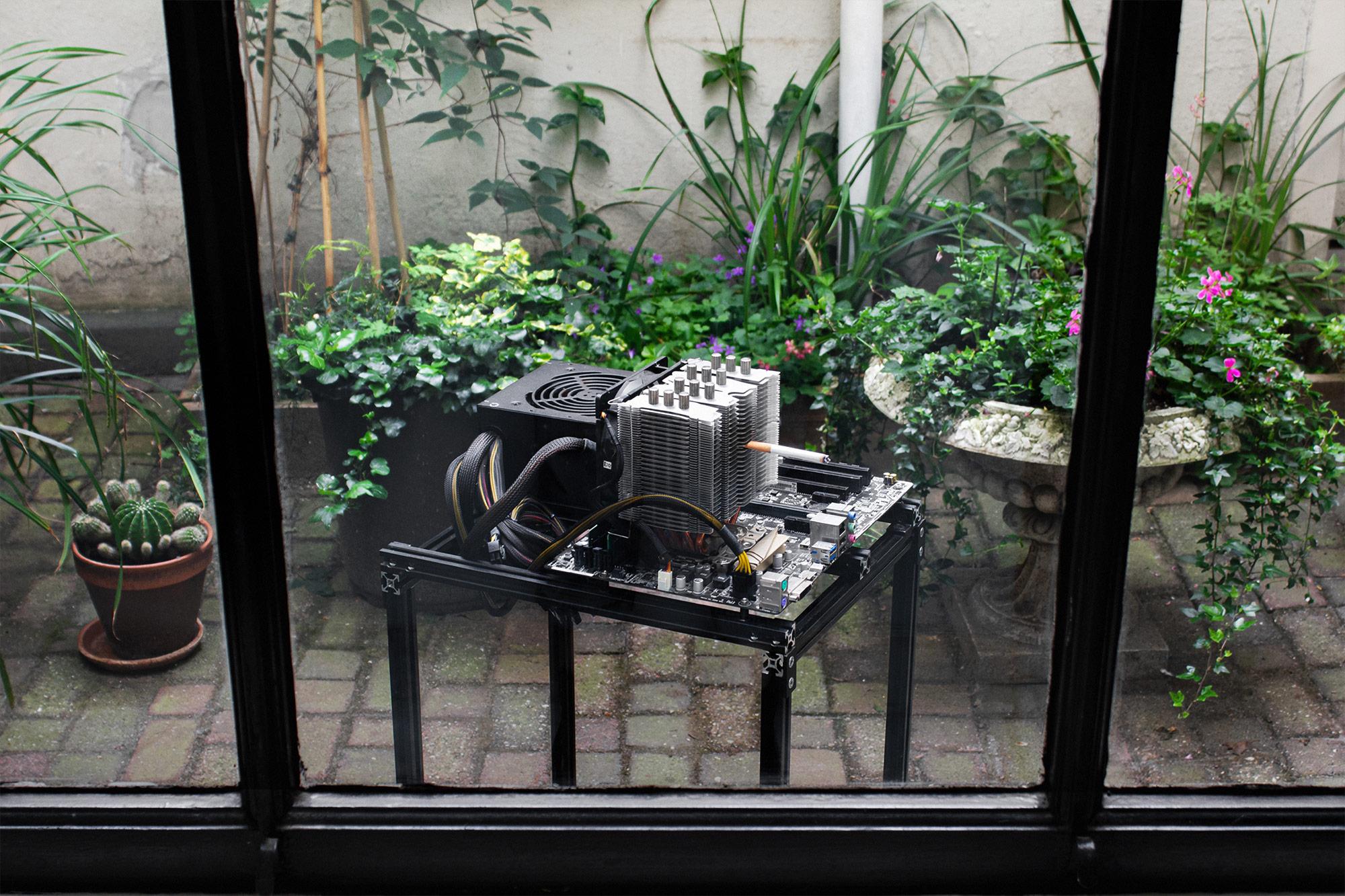 Computer smoking installation view