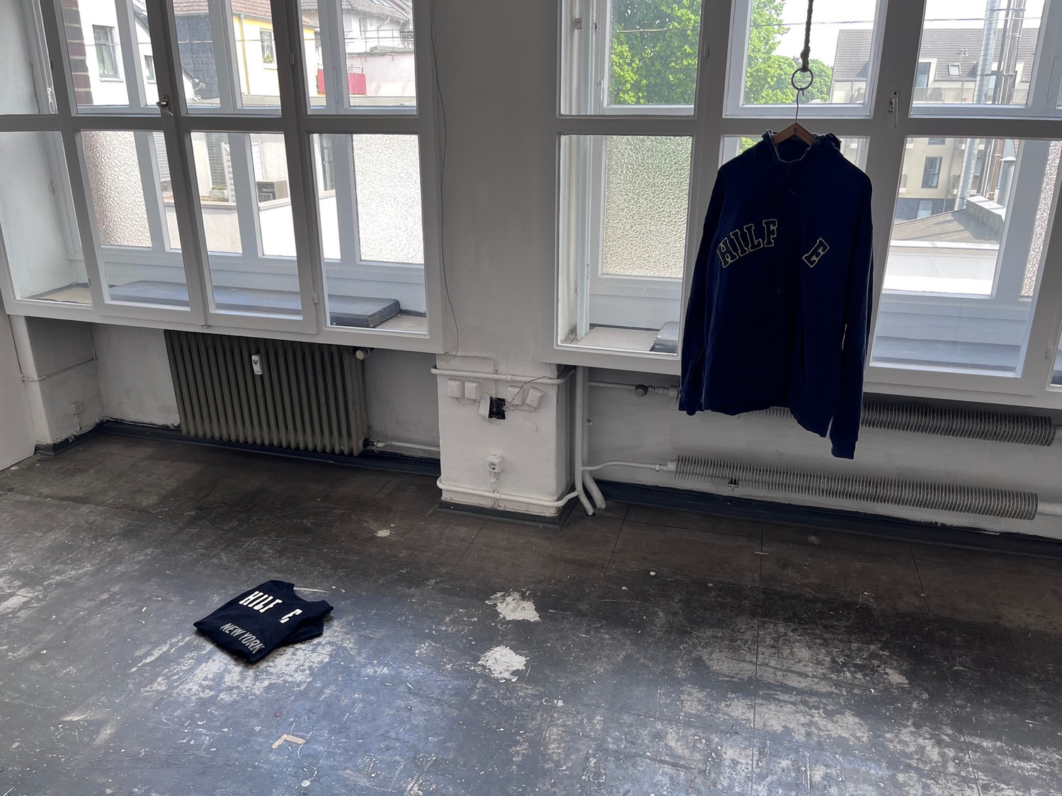 HILFE hoodie exhibition view